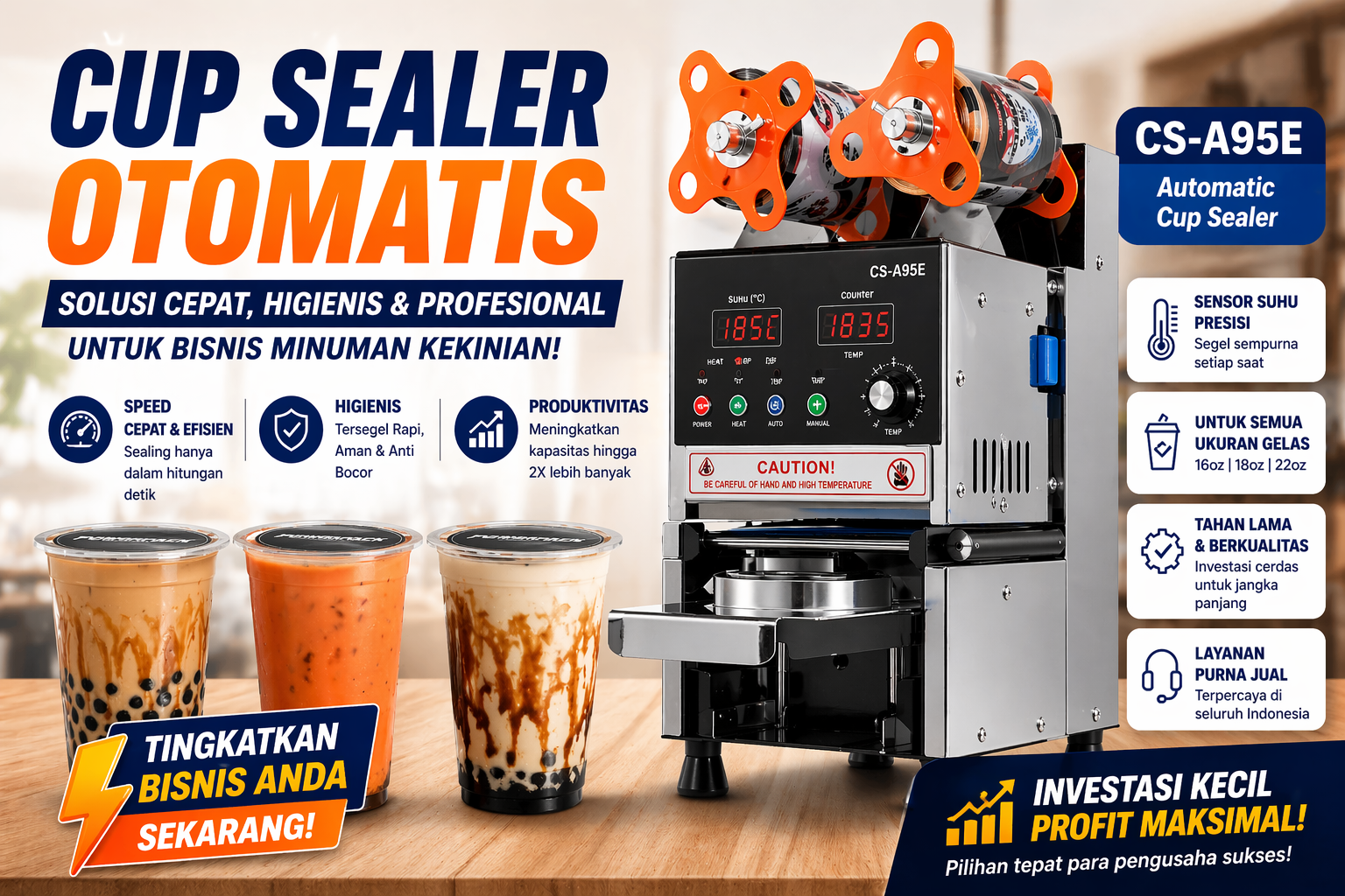 Strategi Sukses Bisnis Minuman Kekinian dengan Cup Sealer Otomatis