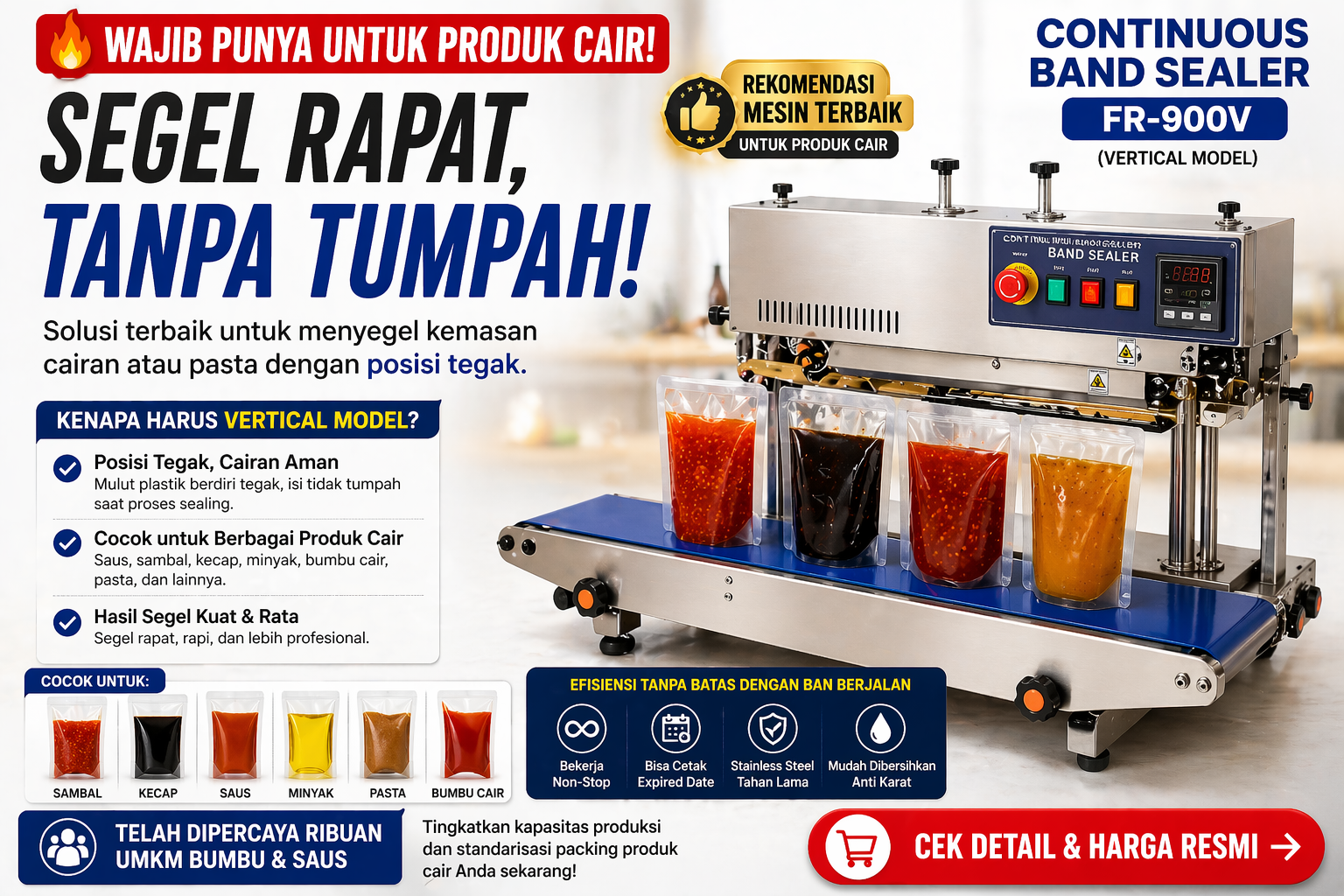Inovasi Band Sealer Vertikal untuk Pengemasan Produk Cair/Pasta